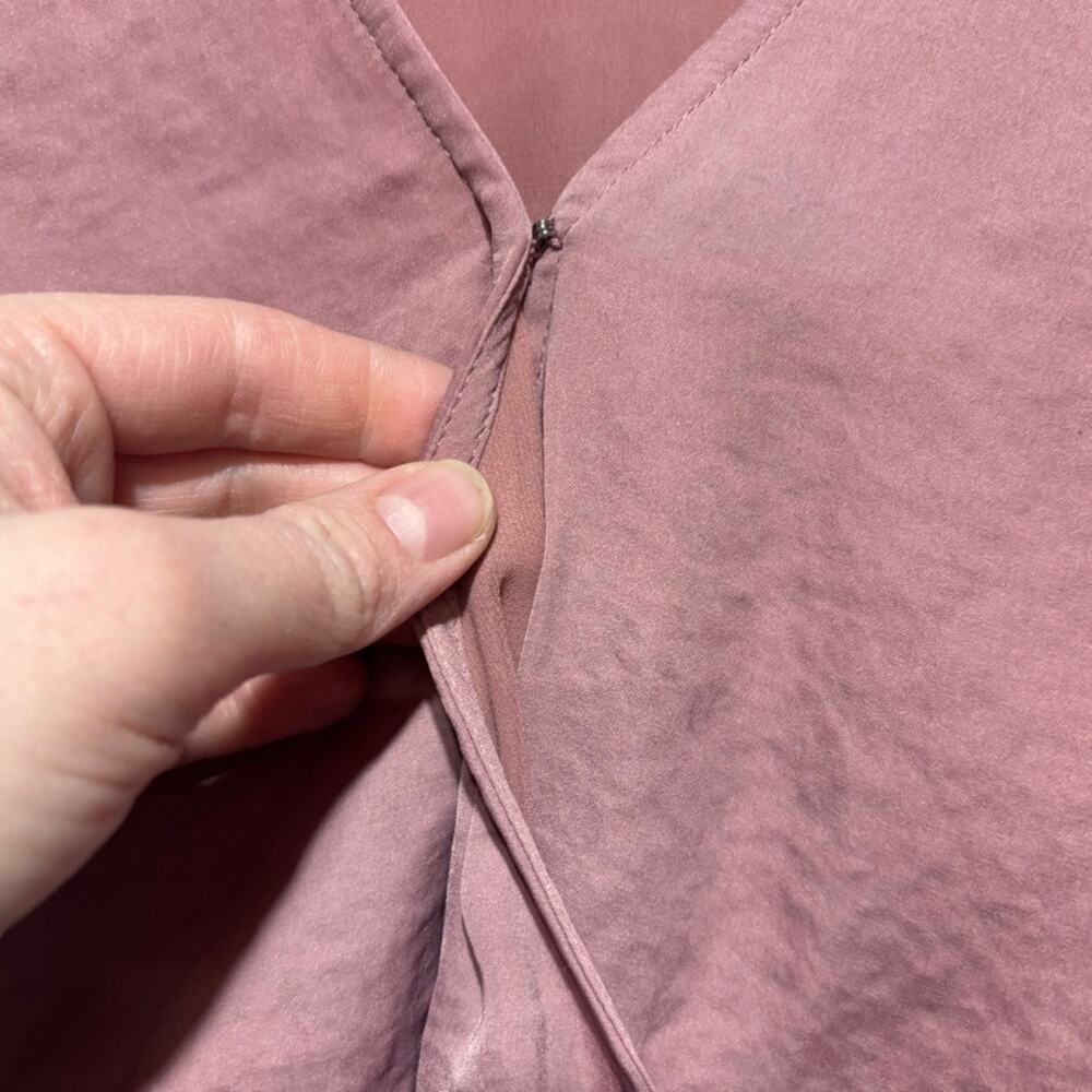 American Eagle Mauve Long Sleeve Dress Elastic Waist V-Neck Size Small - Picture 4 of 11
